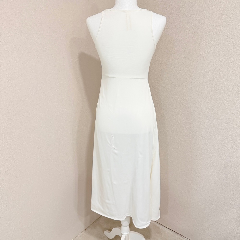 Anthropologie Mixed Media Midi Dress Small Cream Minimalist Quiet Luxury Coastal - Picture 4 of 9